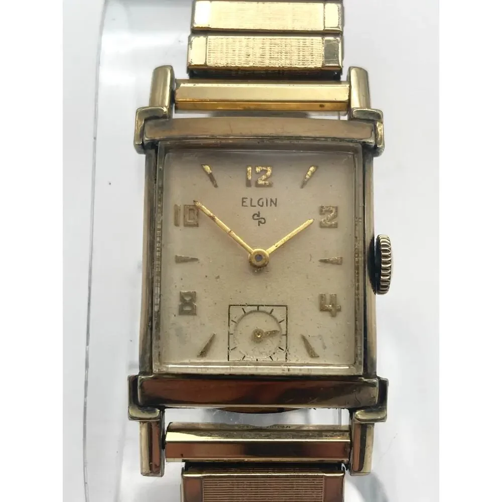 VTG 1950's Elgin Mechanical 10k RPG Bezel 17j Watch 22mm Expandable Works *Read*
